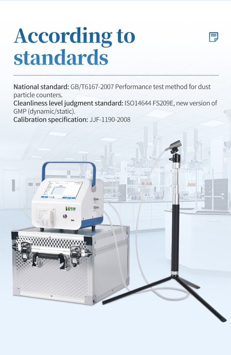 Cleanroom qualification instrument with compliance standards for GMP and ISO audits
