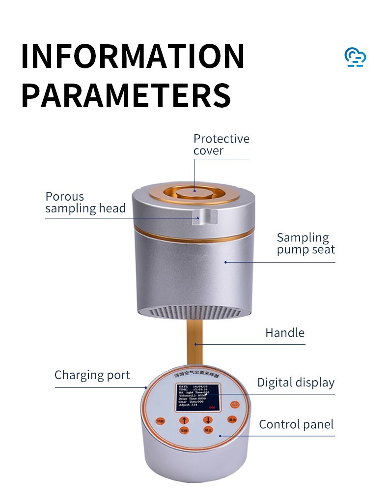 Airborne bacteria sampler components and controls