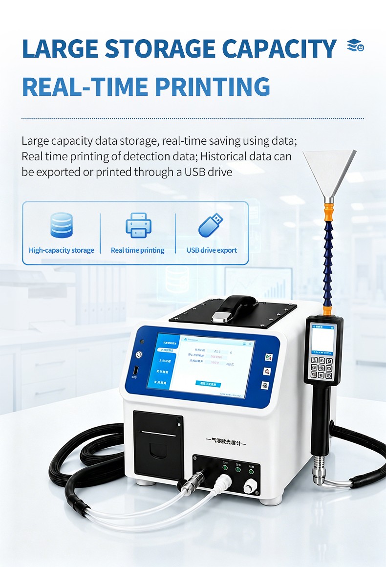 Aerosol photometer data storage and printing features